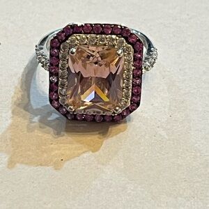 Sterling Silver Ring with Pink Sapphire size 5